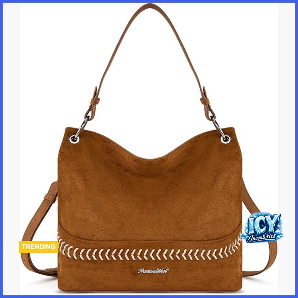 Faux Suede and PU Leather Hobo Bag with Crossbody Strap